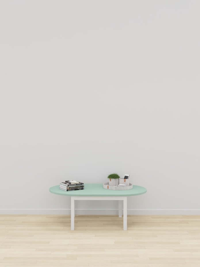 TABLE BASSE 4 PIEDS SACHA - Ovale 60 x 100 x Ht.35 cm