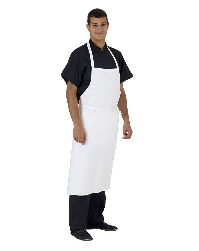 TABLIER VALET - Avec bavette - 100% coton blanc