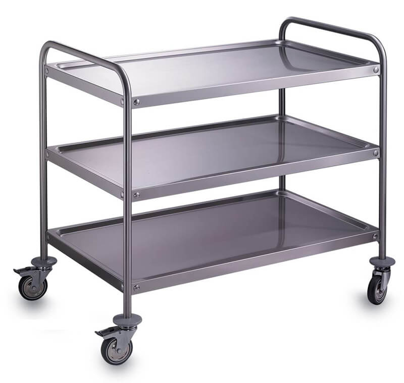 GUERIDON INOX - 3 plateaux - 900 x 600 x Ht. 950 mm