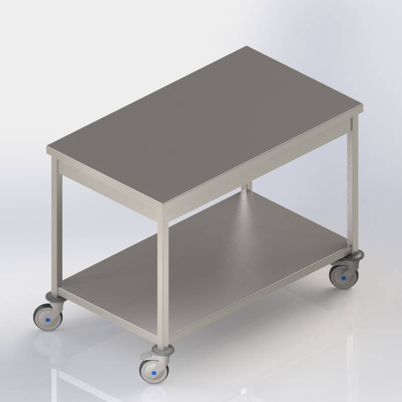 TABLE DE TRI INOX MOBILE 2 plateaux- 1600x700xHt.900 mm
