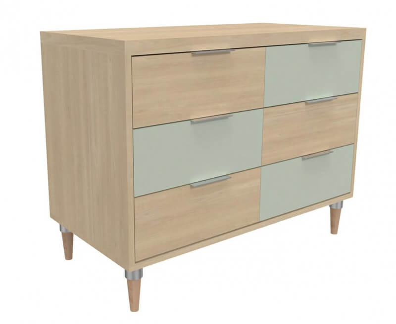 COMMODE BOIS CECILE 6 TIROIRS - 100 x 50 x Ht.76 cm