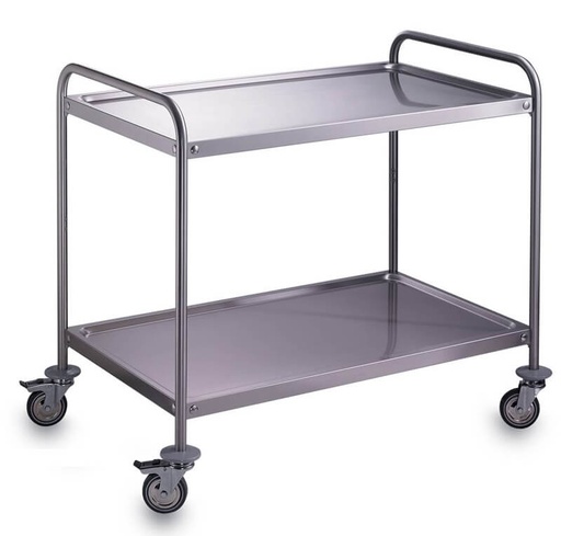 [CHGUE2P-080050 | INOX] GUERIDON INOX - 2 plateaux - 800 x 500 x Ht. 950 mm