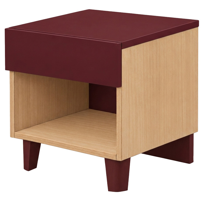 CHEVET BOIS LENA AVEC CAISSON ET TIROIR - 46x44xHt.50 cm