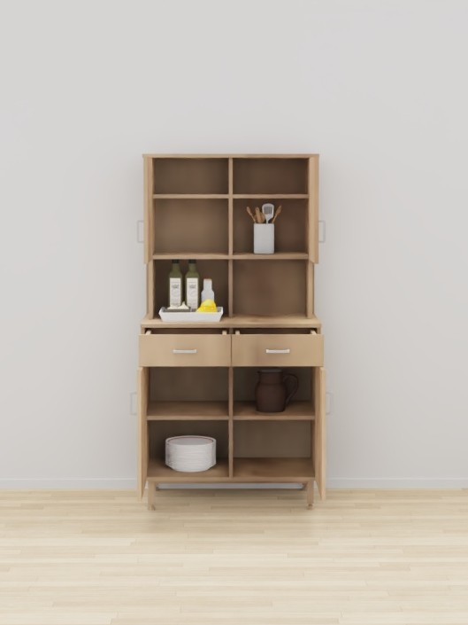 BUFFET 2 PORTES 2 TIROIRS + ELEMENT HAUT SACHA - 87x52xHt.174cm