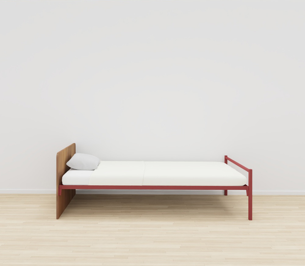 LIT TETE BOIS SACHA + SOMMIER TREILLIS - 120x190cm