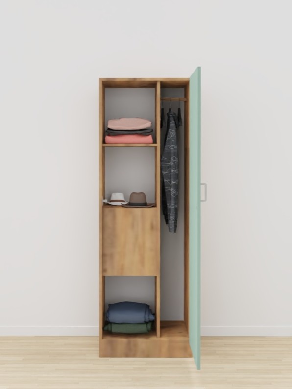 ARMOIRE 1 PORTE AVEC NICHE LUCAS - 60x58xHt.180cm