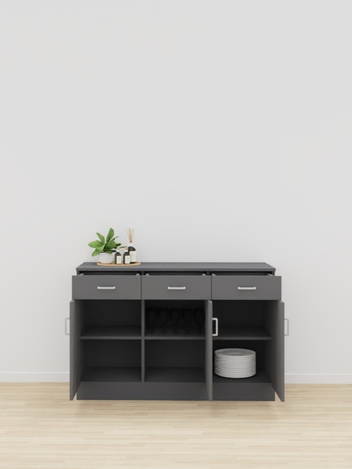 BUFFET 3 PORTES 3 TIROIRS LUCAS - 130x52xHt.87cm