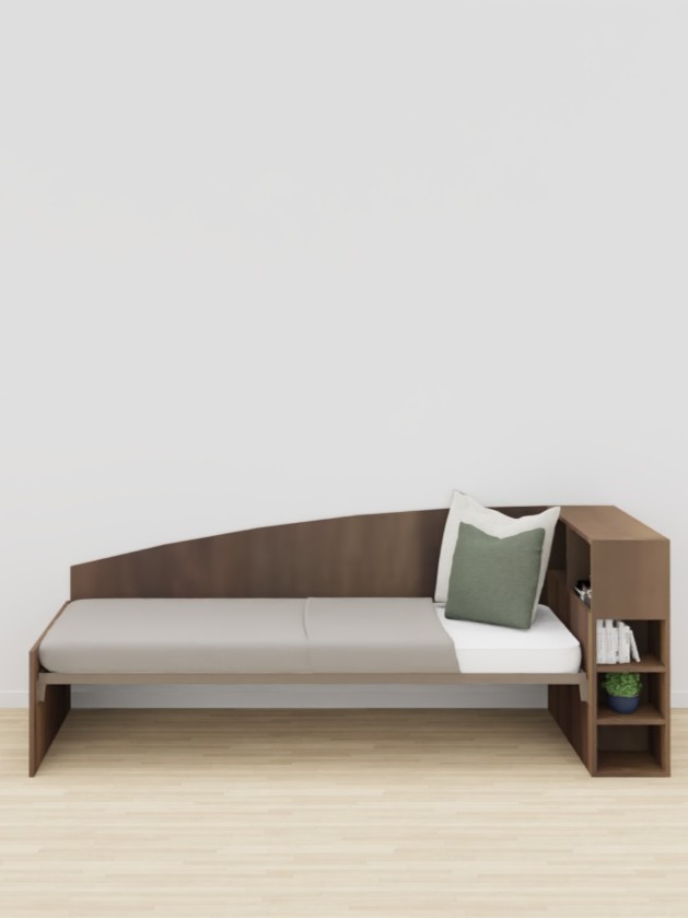 LIT AVEC PANNEAU LATERAL + RANGEMENT LUCAS + SOMMIER TREILLIS - 90x190cm