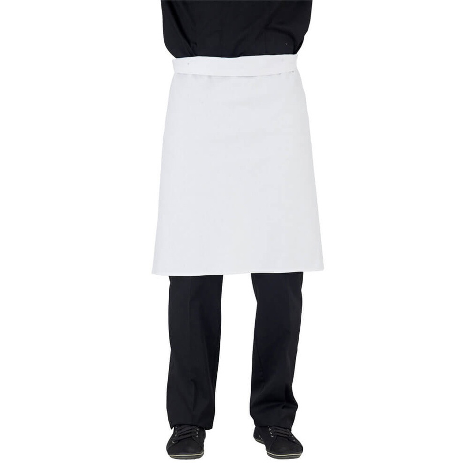 TABLIER CHEF - Sans bavette - 100% coton blanc