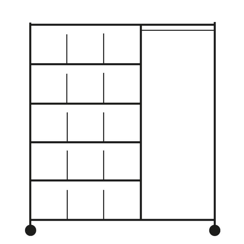 CHARIOT DISTRIBUTION LINGE PROPRE - 15 casiers + Penderie - L.1830mm