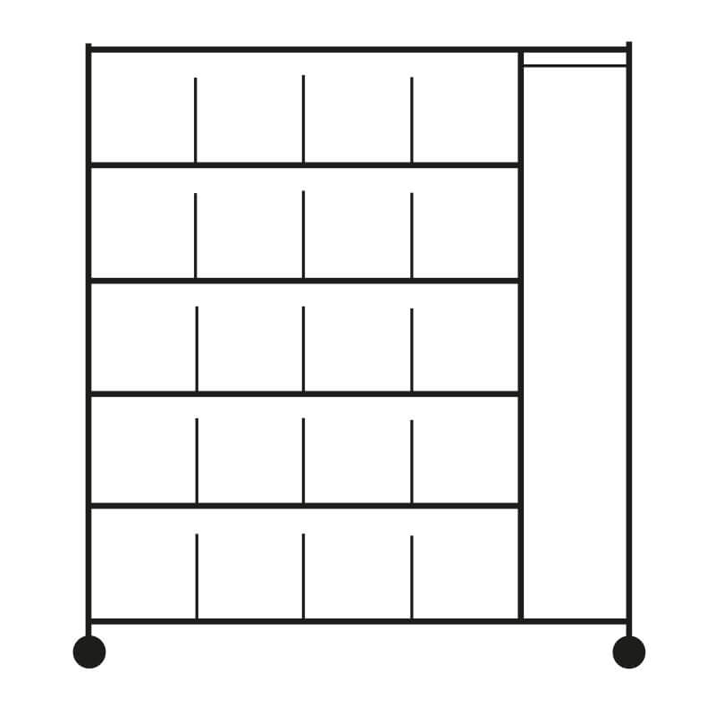 CHARIOT DISTRIBUTION LINGE PROPRE - 20 casiers + Penderie - L.1520mm