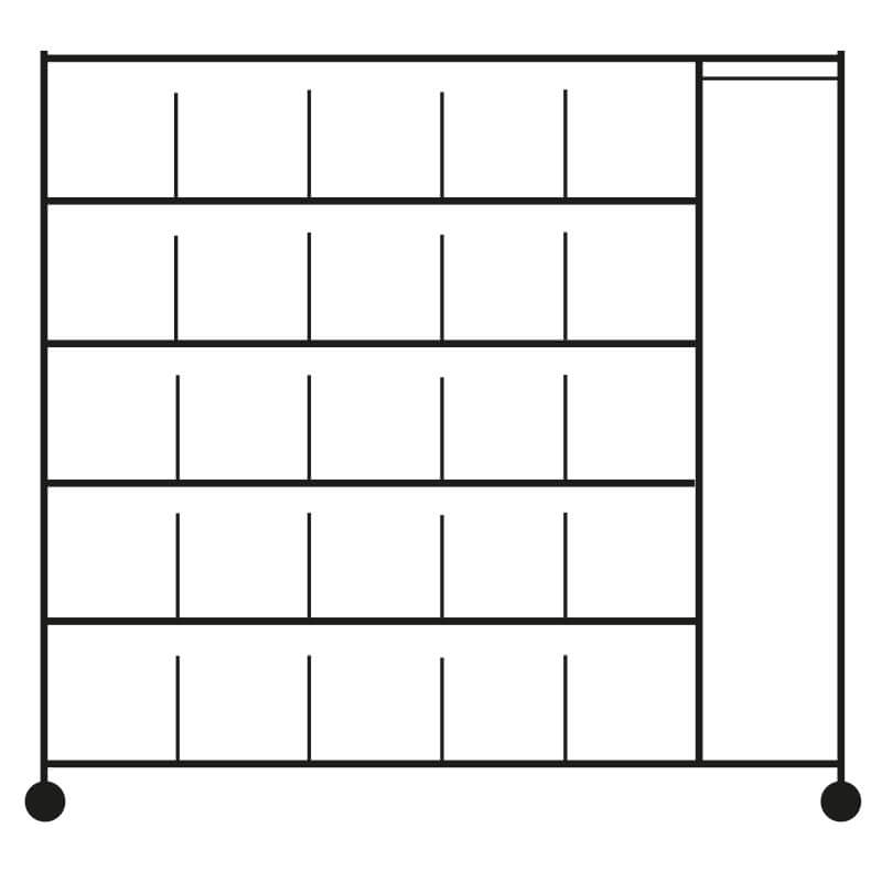 CHARIOT DISTRIBUTION LINGE PROPRE - 25 casiers + Penderie