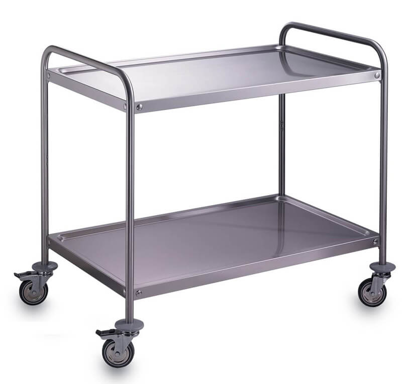GUERIDON INOX - 2 plateaux - 800 x 500 x Ht. 950 mm