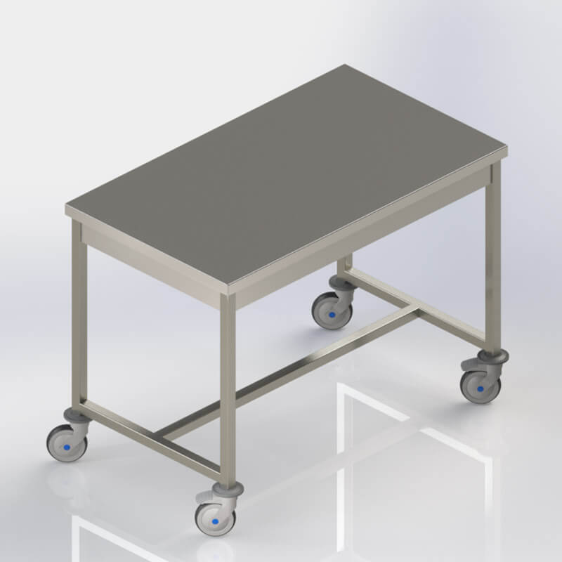 TABLE DE TRI INOX MOBILE 1 plateau - 1600x700xHt.900 mm