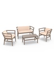 ENSEMBLE SALON RESINE SOGIO - Canapé + fauteuils + table