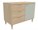 COMMODE BOIS CECILE 3 TIROIRS 1 PORTE - 100 x 50 x Ht.76 cm