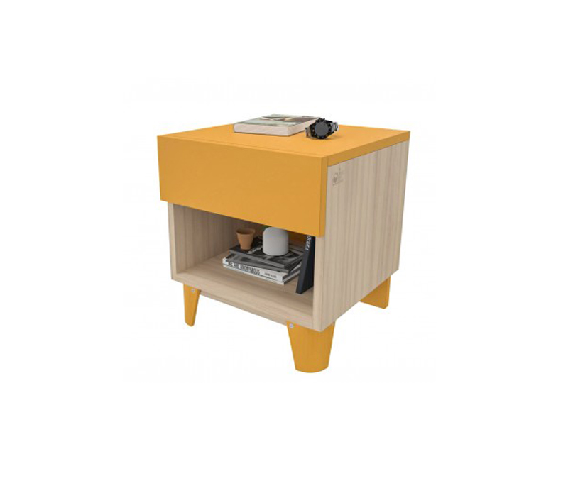 CHEVET BOIS LENA AVEC CAISSON ET TIROIR - 46x44xHt.50 cm