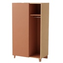 ARMOIRE BOIS LENA 1 PORTE + VESTIAIRE - 100x60xHt.180 cm