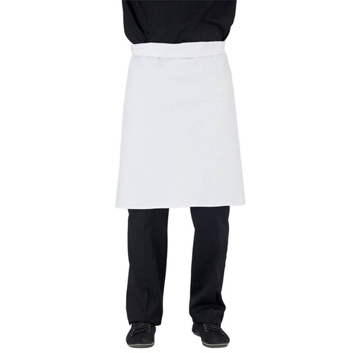 [9610] TABLIER CHEF - Sans bavette - 100% coton blanc