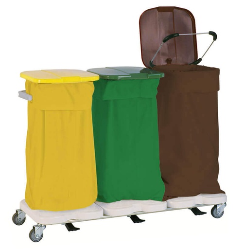 CHARIOT PORTE-SAC A LINGE SALE - Capacité 3 sacs