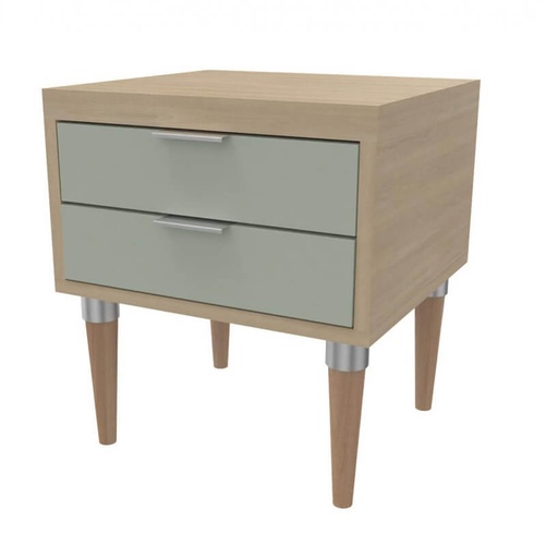 [MOBCE15-A2T-Naturel-Wengé-Naturel-Naturel-Wengé-Naturel] CHEVET BOIS CECILE AVEC 2 TIROIRS - 45x41xHt.50 cm