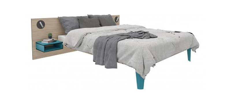 LIT BOIS LENA CHEVET INTEGRE SANS SOMMIER - 120 x 190 cm