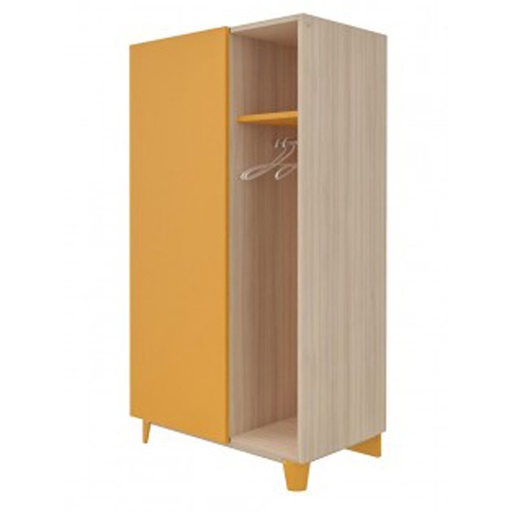 ARMOIRE BOIS LENA 1 PORTE + VESTIAIRE - 100x60xHt.180 cm