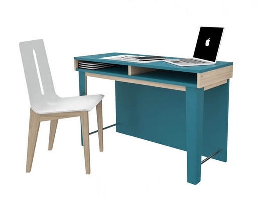 [MOBLE30-2NVDF] BUREAU BOIS LENA 2 NICHES + VOILE DE FOND - 55x117xHt.75cm