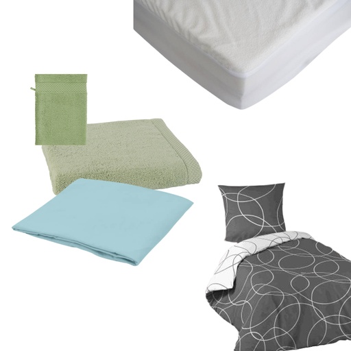 [KIT-902027-0524 | 1P] KIT LINGE 5 PIECES POUR LIT 90x200 cm