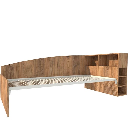 LIT AVEC PANNEAU LATERAL + RANGEMENT LUCAS + SOMMIER TREILLIS - 90x190cm